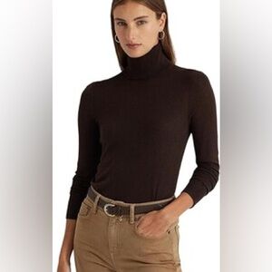 Lauren by Ralph Lauren Ribbed Brown Turtleneck Long sleeve XS